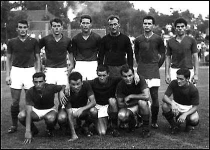 Hongarije op 13 november 1960: 4-1 winst tegen Polen.