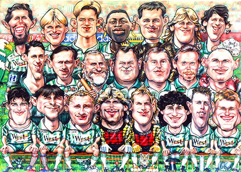 Bij het team van Ferencváros 1995 in het midden, staat Nyilas op de bovenste rij uiterst links.