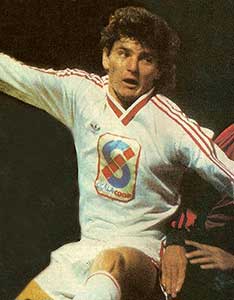Sallaï Sándor in actie voor Honvéd in 1985.