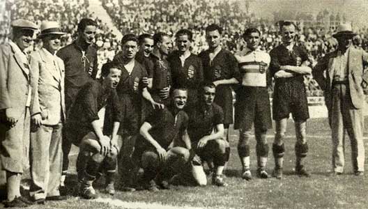 De Hongaarse nationale ploeg voor de wedstrijd Hongarije-Egypte van 27 mei 1934 op de Wereldbeker in Italië.