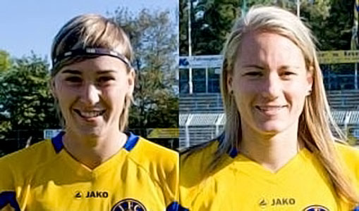 Szuh Erika (links) bij 1. FC Lokomotive Leipzig samen met Tóth Gabriella, haar landgenote (rechts).