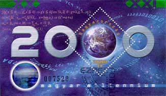 Hongaarse postzegel in blaadje met hologram (2000).