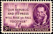 Amerikaanse postzegel van Joseph Pulitzer.