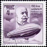 Hongaarse postzegel met Graaf Ferdinand von Zeppelin. 