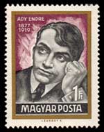 Hongaarse postzegel van Ady Endre.