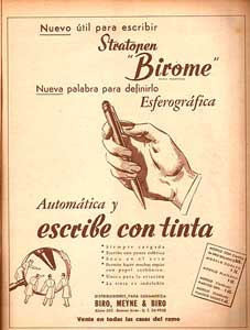 Birome's advertentie in het Argentijns magazine 'Leoplán' in 1945 