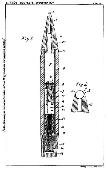 Brits (overgenomen) patent nr. 498.997 van 1938 voor Bíró's balpuntpen. 