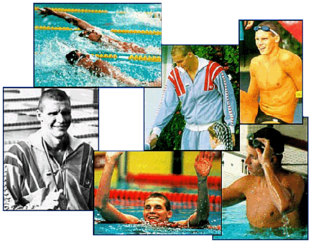 Een fotomontage van het zwemfenomeen Darnyi Tamás. 