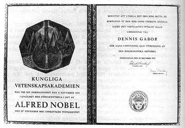 De oorkonde van de Nobelprijs natuurkunde.