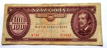 Een Hongaars bankbiljet van 100 forint