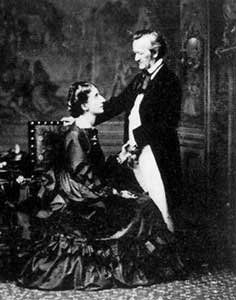Cosima, de dochter van Liszt, en haar echtgenoot Richard Wagner. 