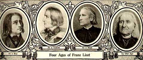 Four ages of Franz Liszt.