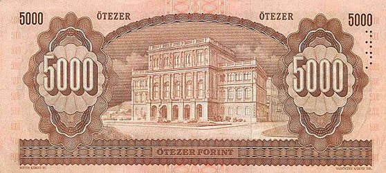 Hongaars bankbiljet van 5000 Forint met de beeltenis van Széchenyi István (1992).