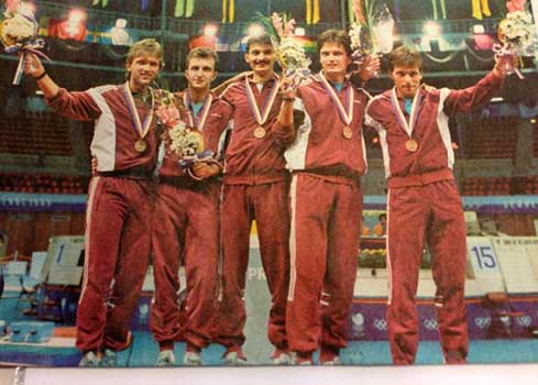 Het Hongaars team dat brons won op de Olympische Spelen 1988 in Seoul in het floret per team.
