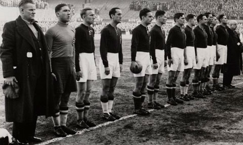 Het Hongaars elftal op 26 februari 1939.